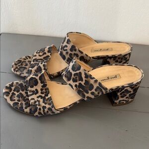 Paul Green Leopard Print Block Heel Sandals in Tan and Black